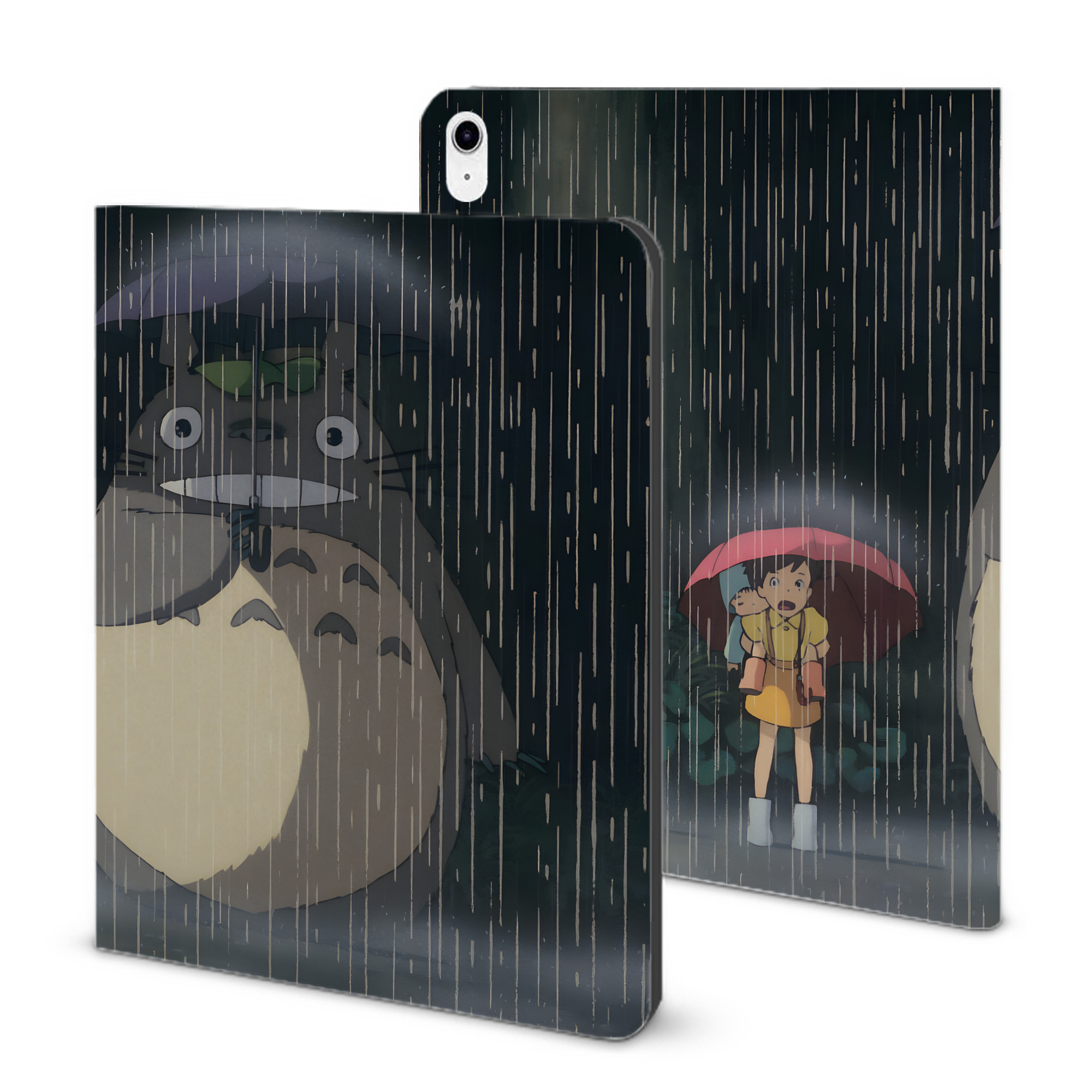 （画像用） となりのトトロ 草壁メイ 草壁サツキ My Neighbor Totoro Satsuki Kusakabe Mei Kusakabe IPad ケース ブック型 PUレザー TPU 耐衝撃 軽量 薄型 ペン収納なし 全面保護 IPad 各モデル対応